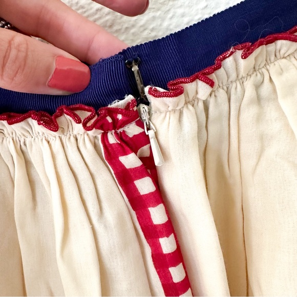 Anna Sui for Anthropologie Womens Western Horse Cream & Red Gingham Skirt - Picture 6 of 8